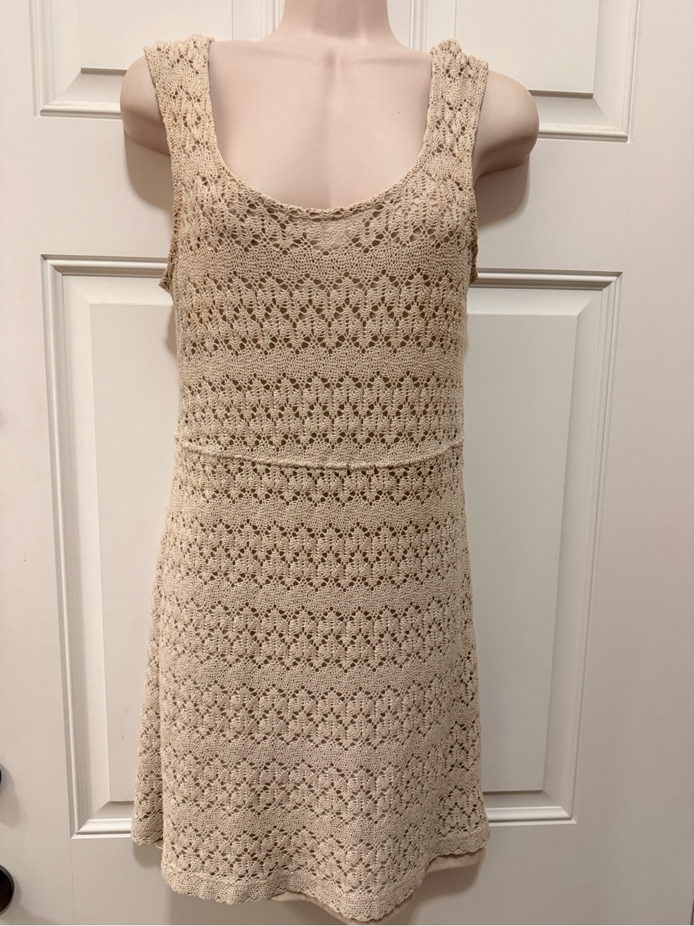 Pins and Needles Lined Crochet Tank Midi Dress- Cream, S